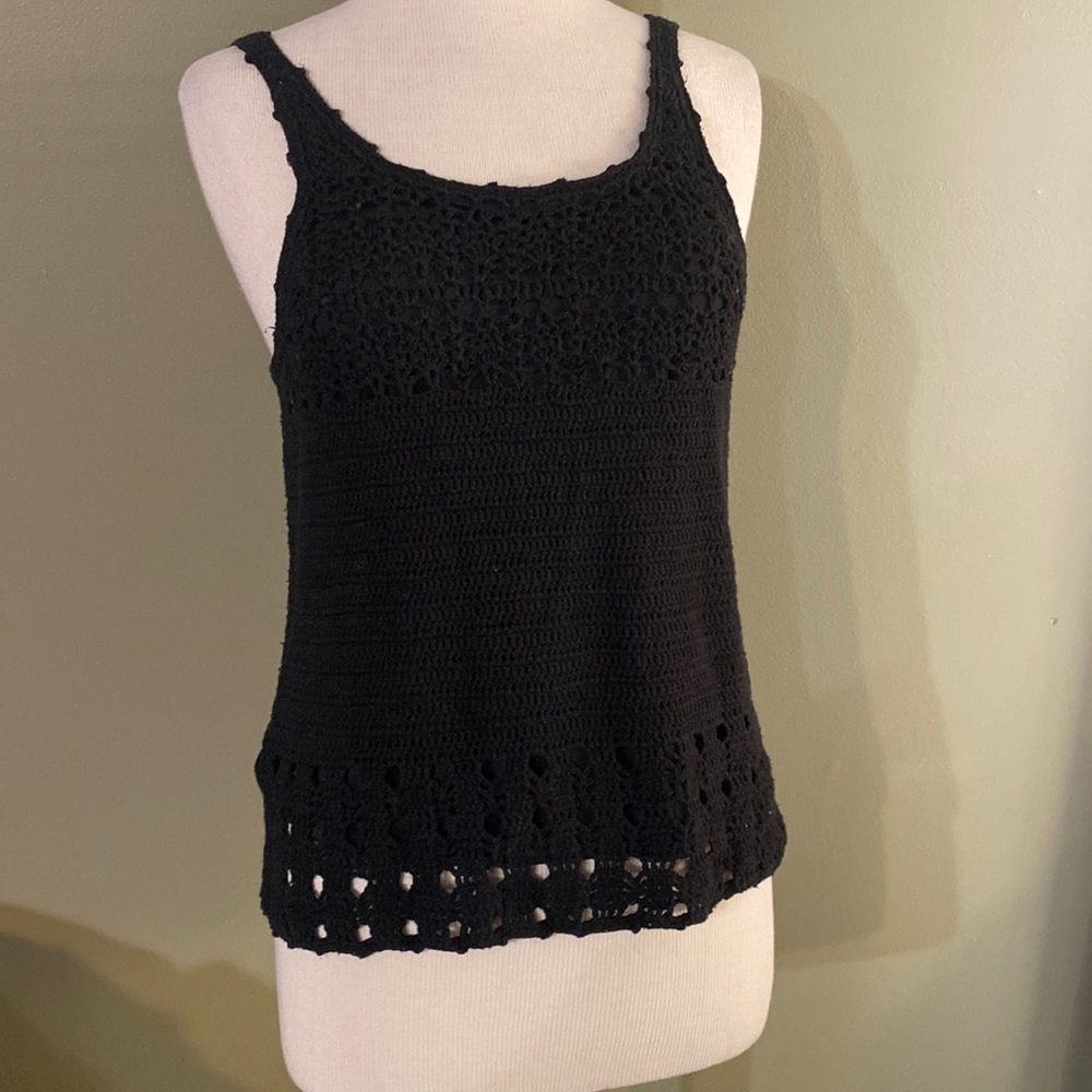 Black crochet tank top
